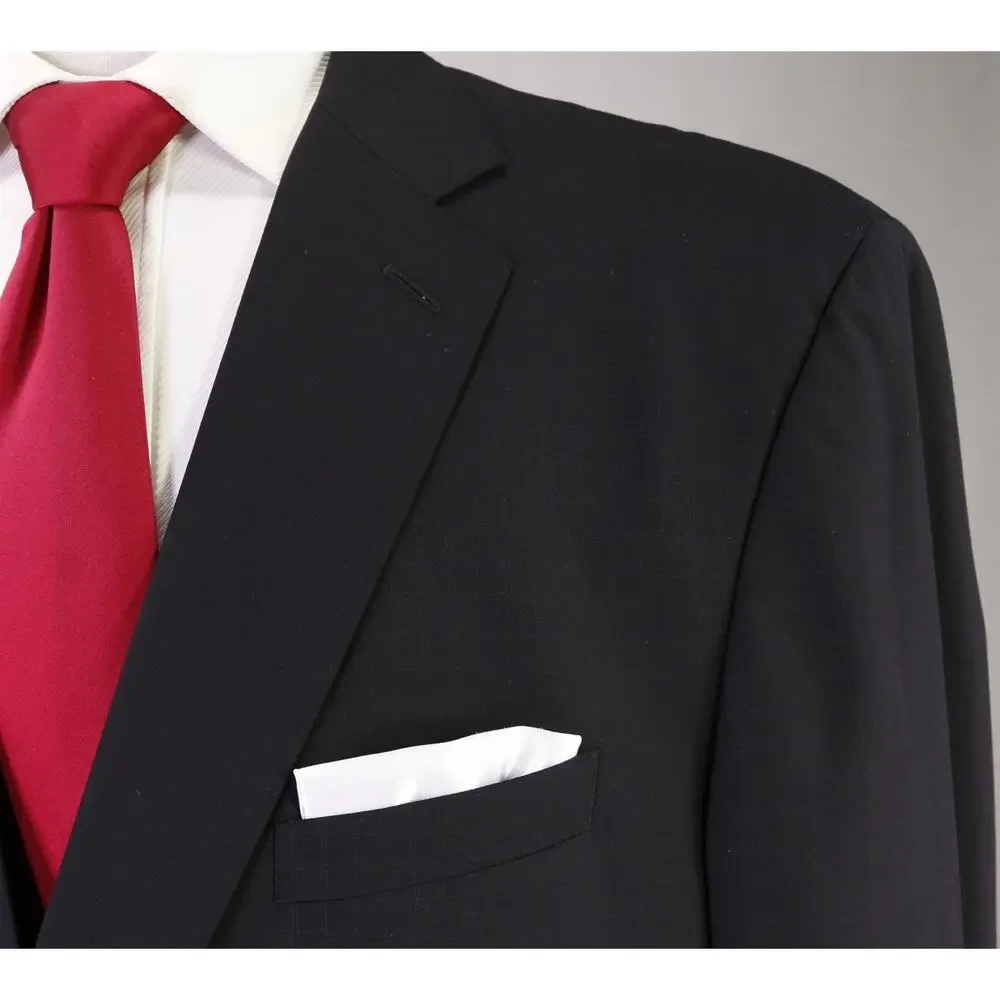 Custom Tailored Bespoke Black Tone Checkered 2-Btn Wool Suit 50R